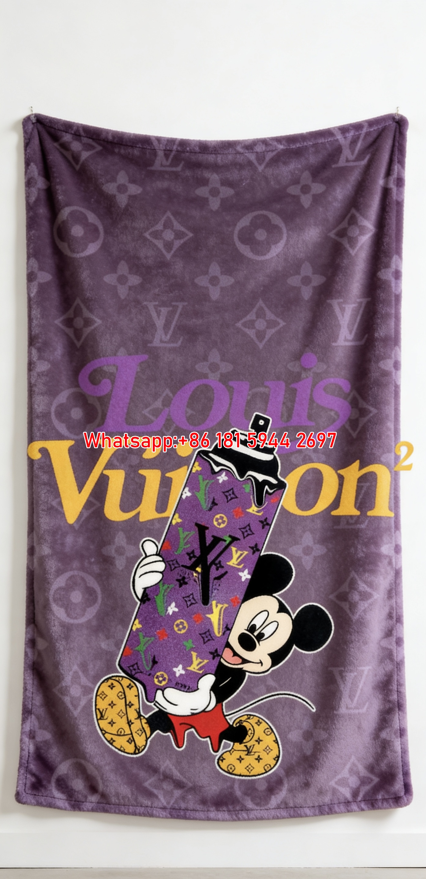 Graffiti Mickey LV Blanket Purple Street Art Throw IMG_3583